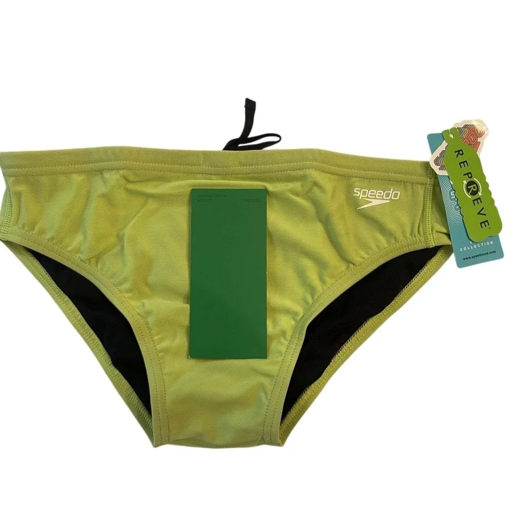 NWT Speedo Men's Size 32 Vibe Collection Acid Lime Swim Briefs Eco Endurance New